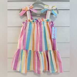 NWT Cat & Jack Colorful Striped Sundress with Bows